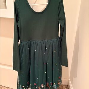 Hanna Andersson Dark Green Kids Dress with Floral Details